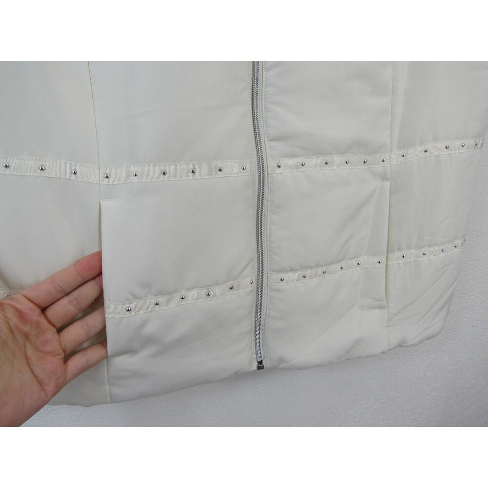 Christopher & Banks XL Stud Detail Solid Fraiche Ivory Vest White Puffer Neutral - Picture 3 of 8